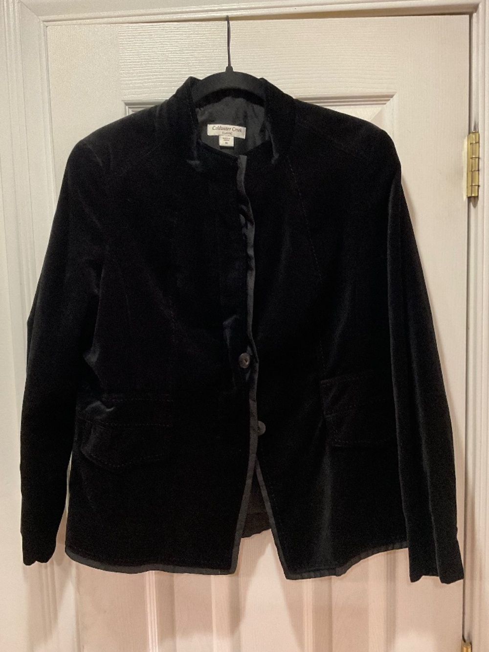 NWT Coldwater Creek Classic Black Velvet Jacket Size 16 Velveteen Blazer